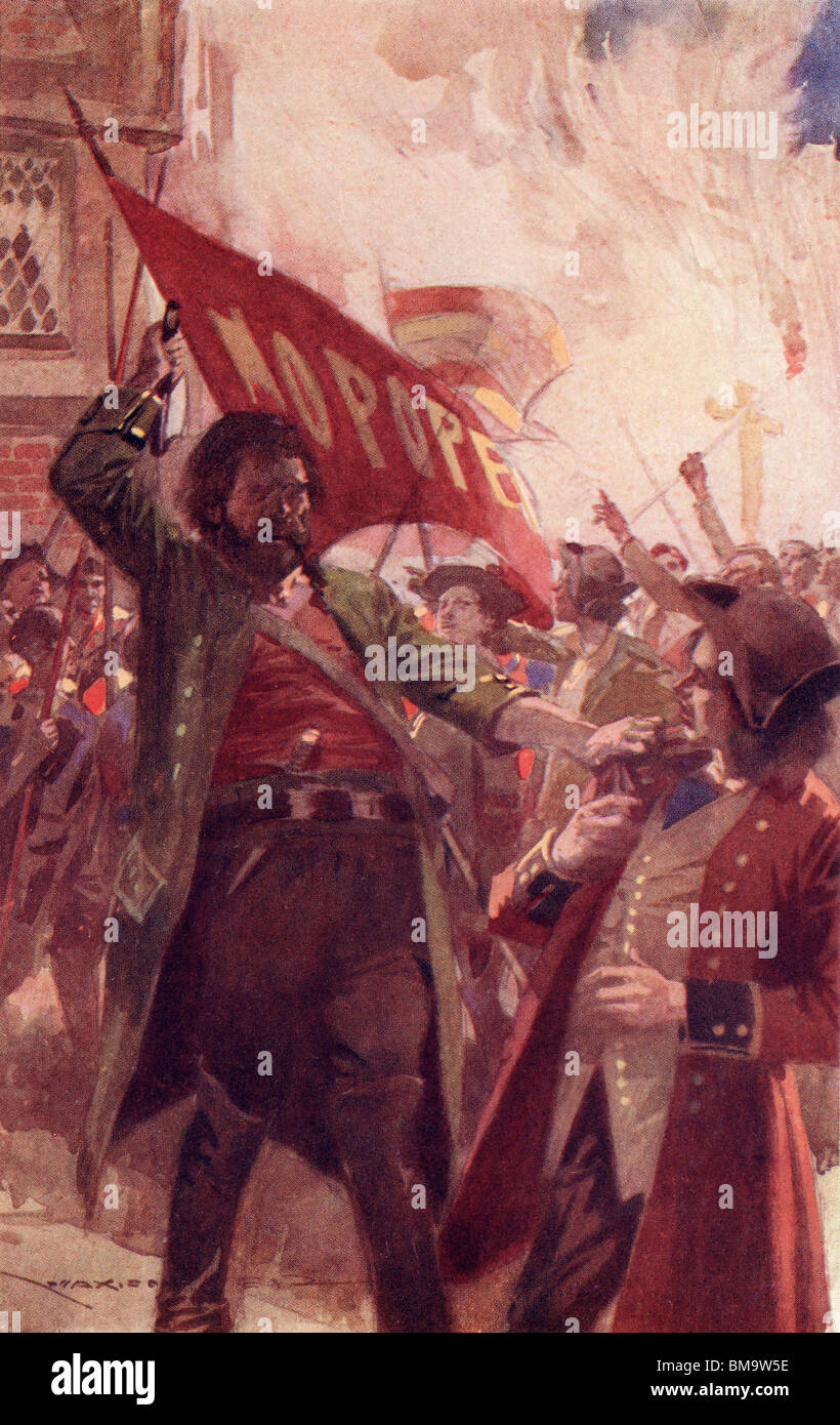 Hugh und Barnaby. frontispiz von max Cowper aus dem Buch Barnaby Rudge, eine Geschichte der Aufstände von achtzig von Charles Dickens. Stockfoto