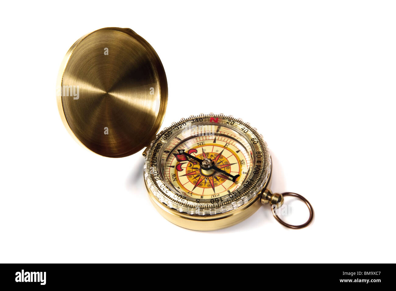 Alte Vintage Kompass isoliert auf weißem Hintergrund Stockfoto
