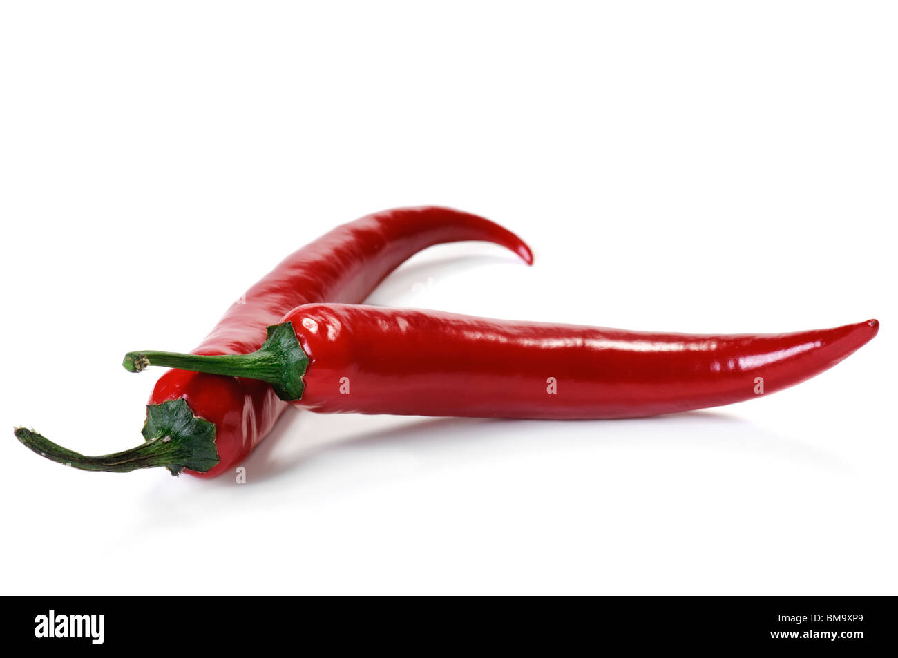 Red hot Chilli Cayennepfeffer isoliert auf weiß Stockfoto