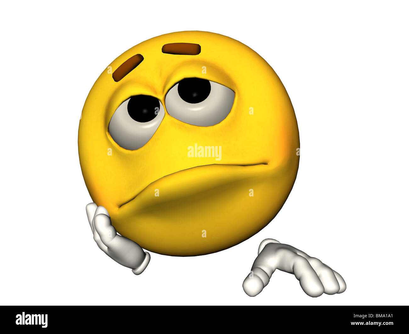 3D Abbildung von einem traurigen Emoticons Stockfoto