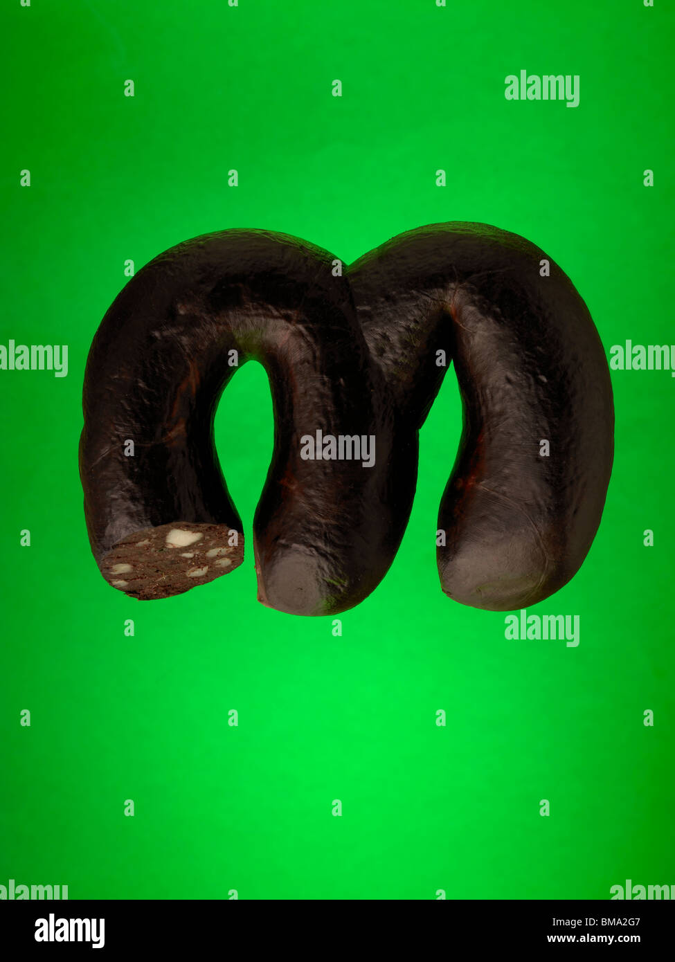 Essen-Buchstabe M Stockfoto