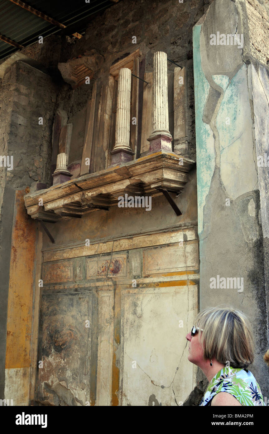 Haus des Faun, Pompeji, Italien. Detail der Dekoration im Eingangsbereich Stockfoto