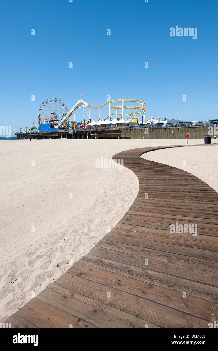 Santa Monica Beach und Pier Kalifornien USA Stockfoto