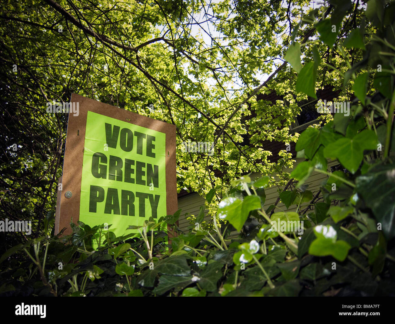 Grüne Partei Board für die Parlamentswahlen 2010 Stockfoto