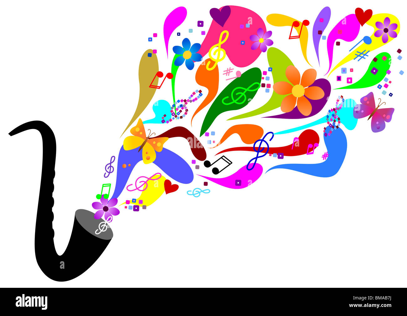 60er Jahre Musik - bunte Saxophon Stockfoto