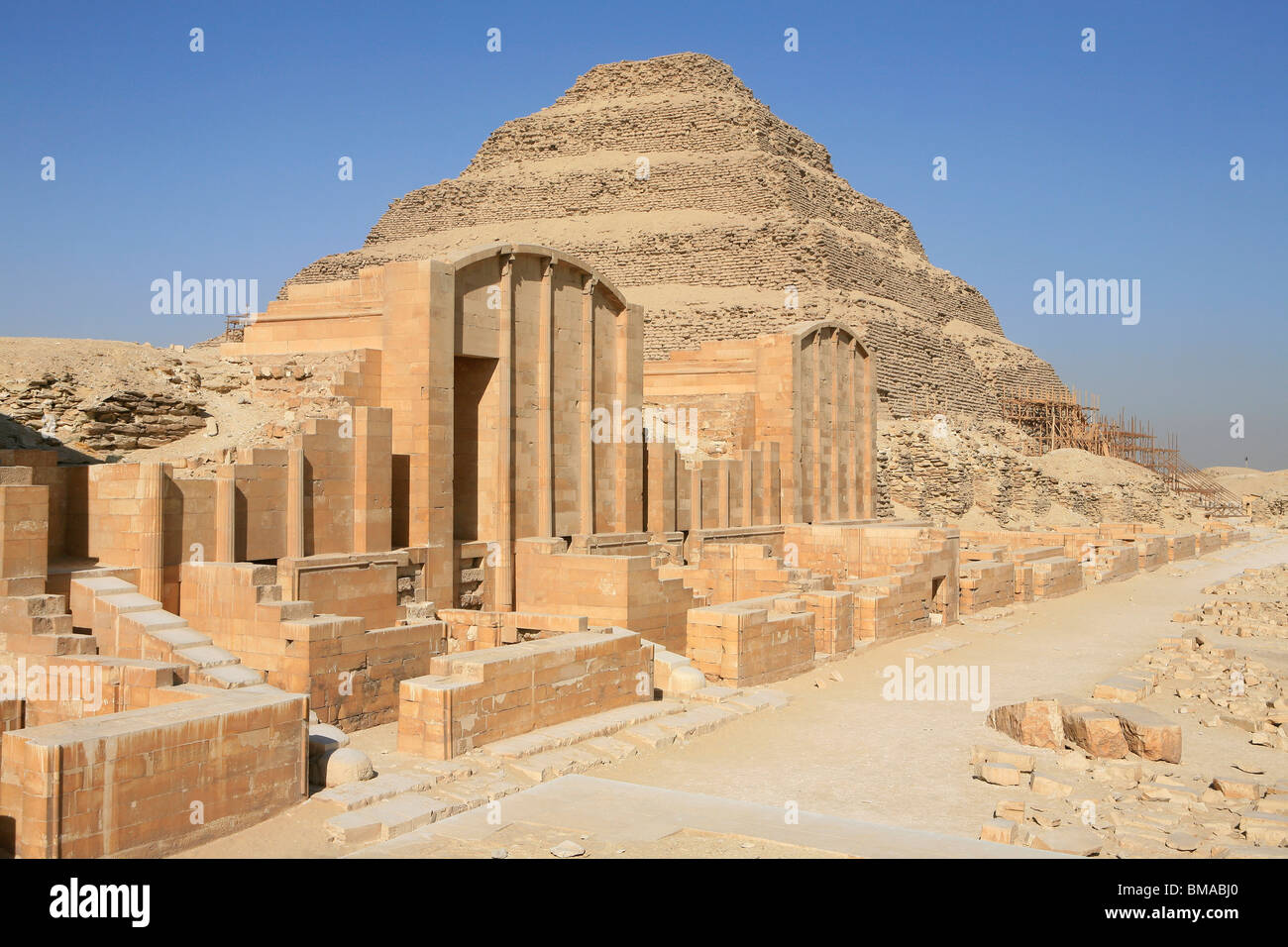 Grabanlage und Schritt Pyramide des Djoser in Sakkara, Ägypten Stockfoto