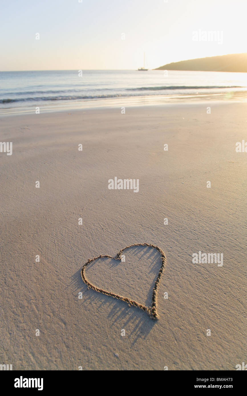 Liebe Herz am Strand Stockfoto