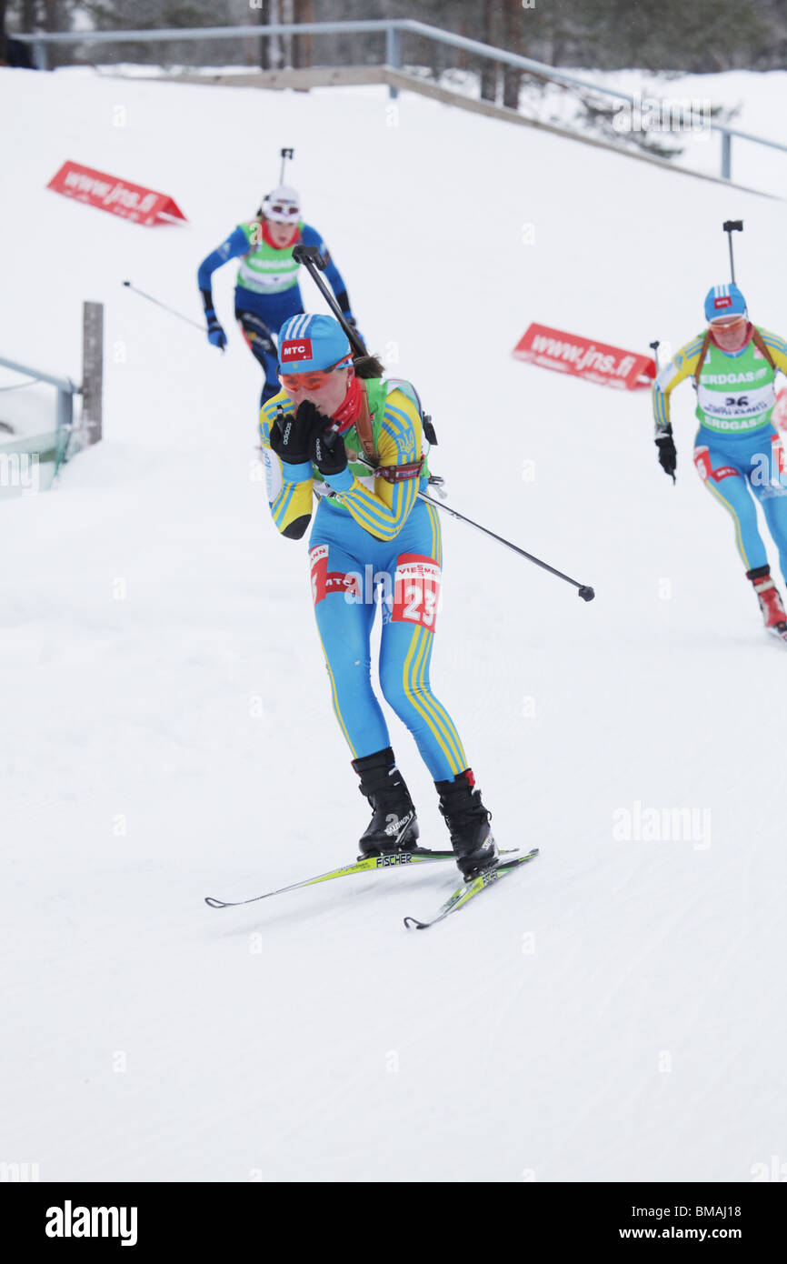 Vita Semerenko Ukraine Frauen 10km Verfolgung IBU World Cup Biathlon Kontiolahti Finnland 14. März 2010 Foto: ROB WATKINS Stockfoto