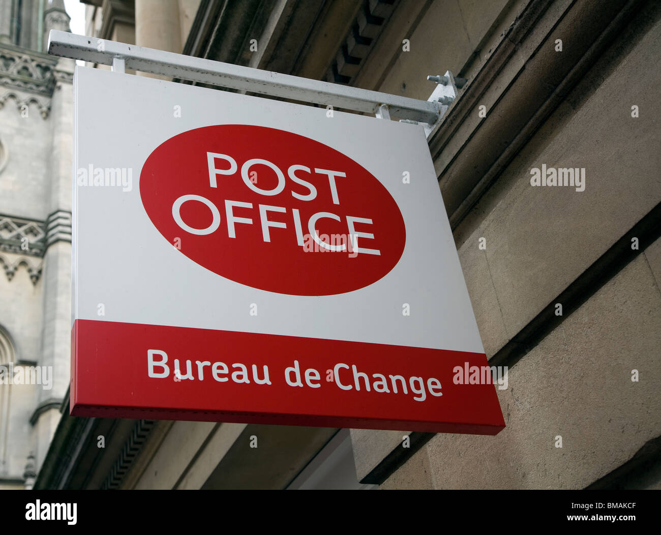 Postamt Bureau de Change Zeichen Stockfoto