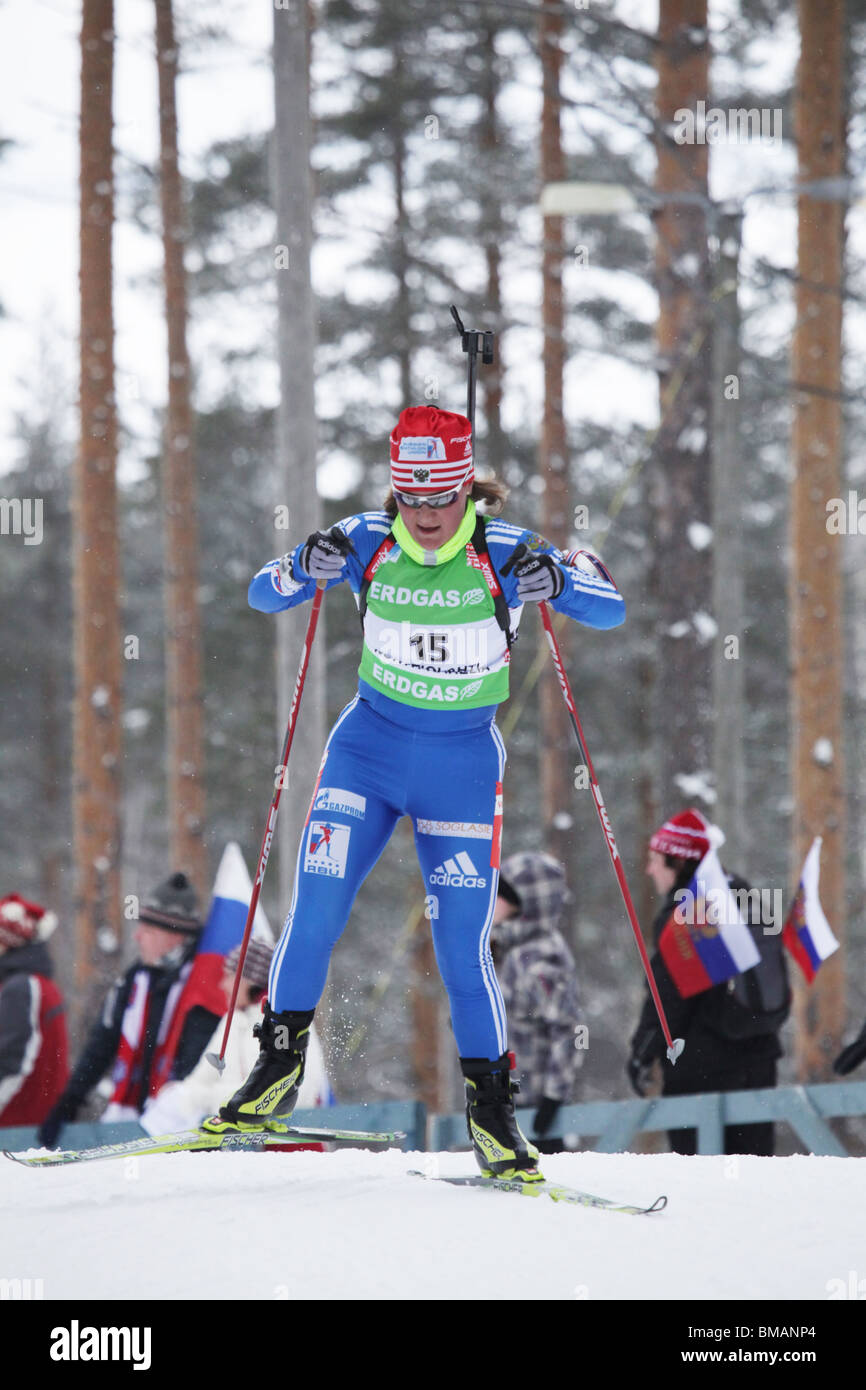 Ekaterina Yurlova Russland Frauen 10km Verfolgung IBU World Cup Biathlon Kontiolahti Finnland 14. März 2010 Foto: ROB WATKINS Stockfoto