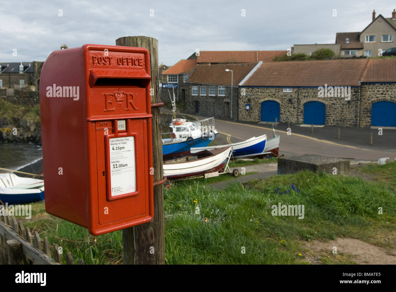 Briefkasten am Craster, Northumberland, England. Stockfoto
