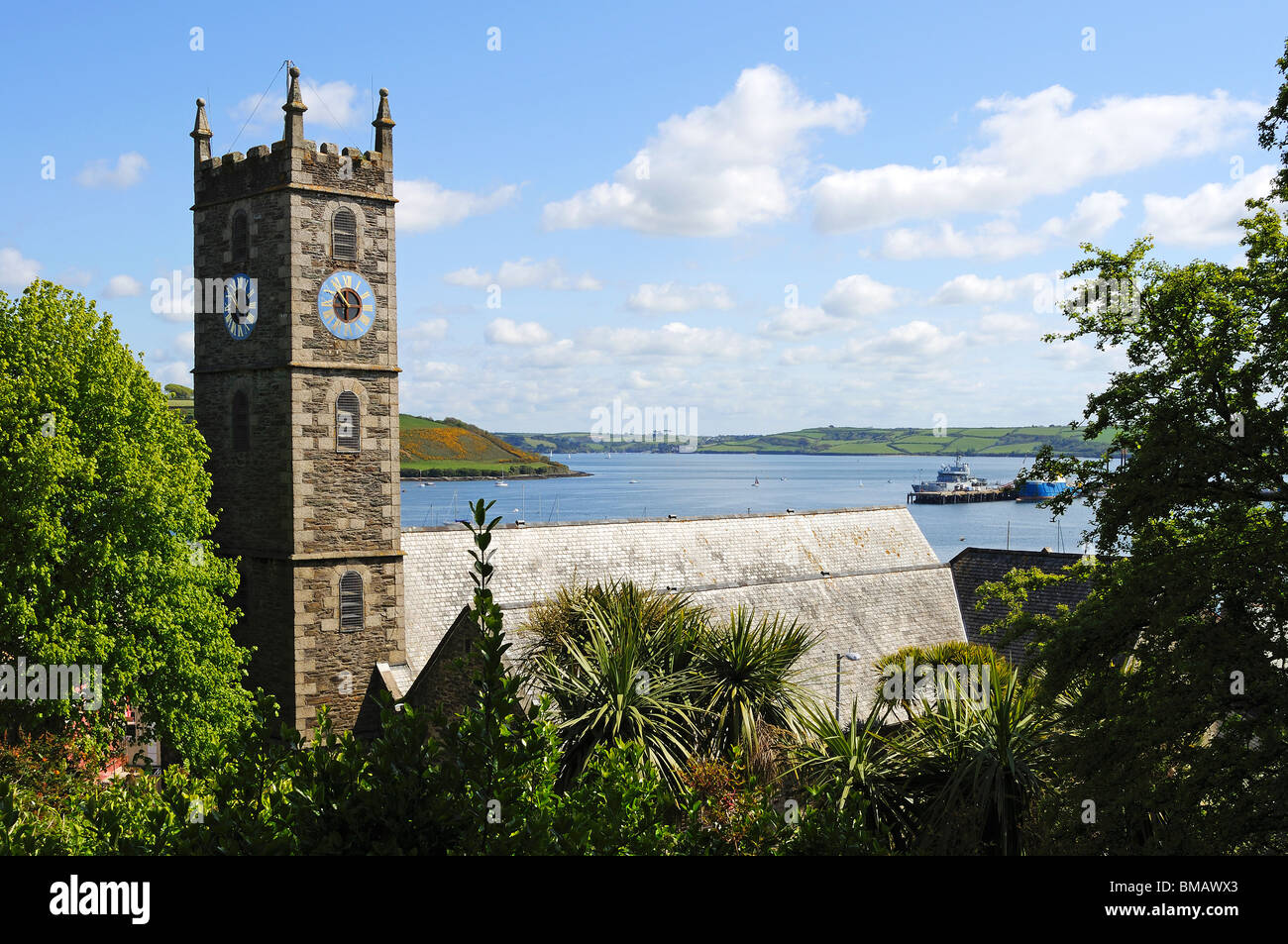 ein Blick über die Bucht Falmouth Cornwall, Großbritannien Stockfoto