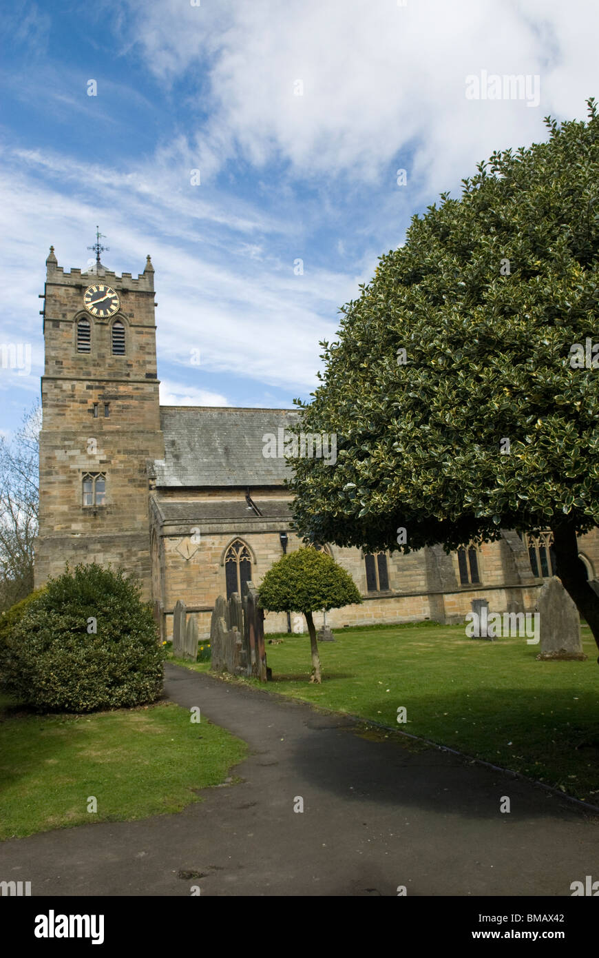 Die Pfarrei Kirche von St. Cuthbert, Allendale, Northumberland, England. Stockfoto