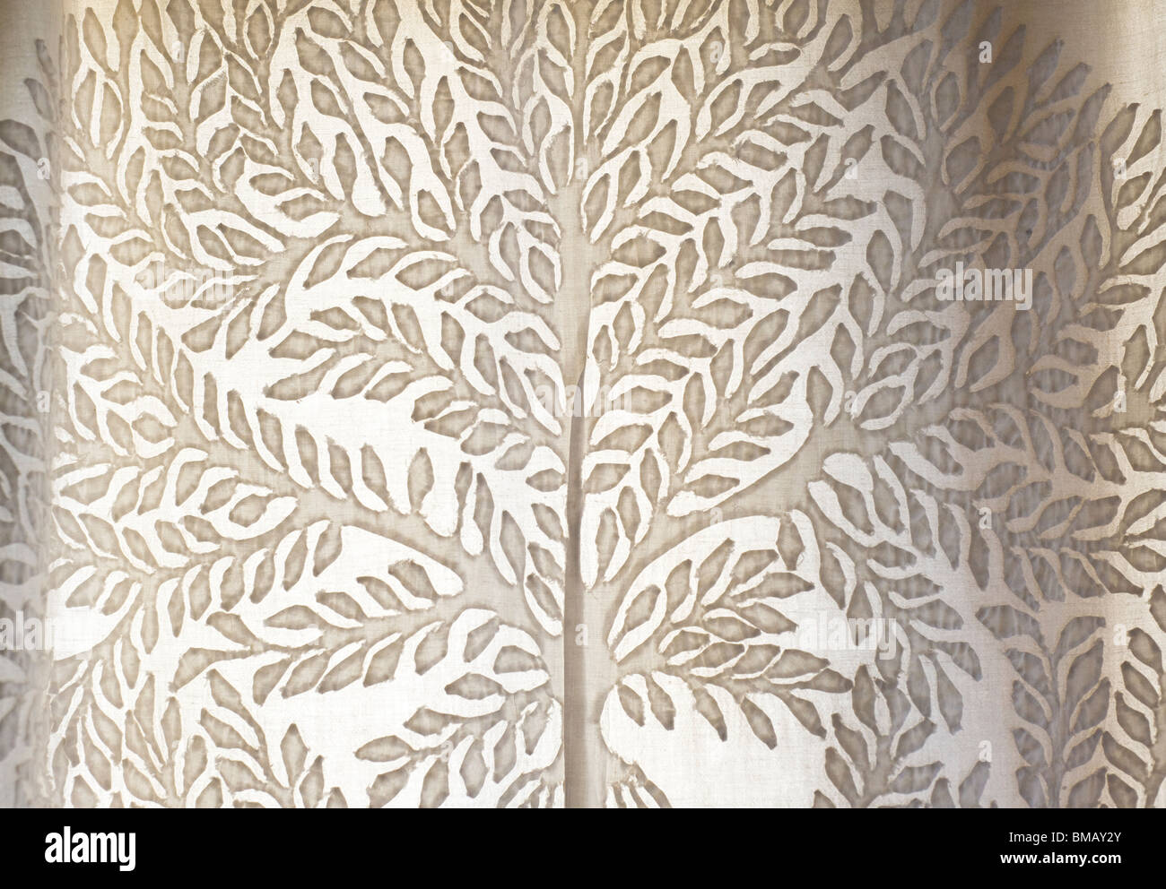 Traditionelle weiß auf weißer Baumwolle Applikation Stickerei, Rajasthan Stockfoto