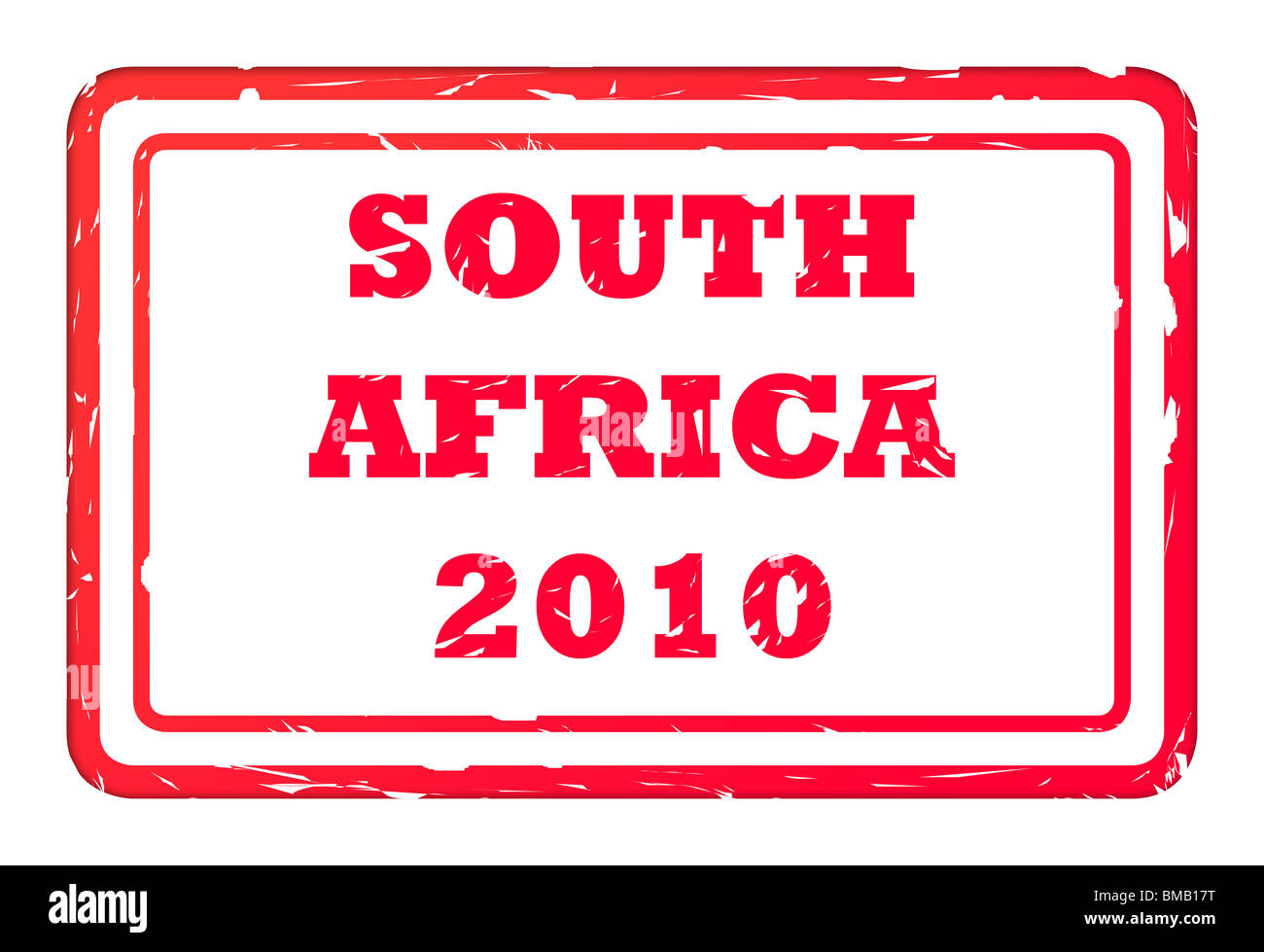 South Africa 2010 Rot verwendet isoliert auf weißem Hintergrund mit textfreiraum Firmenstempel. Stockfoto