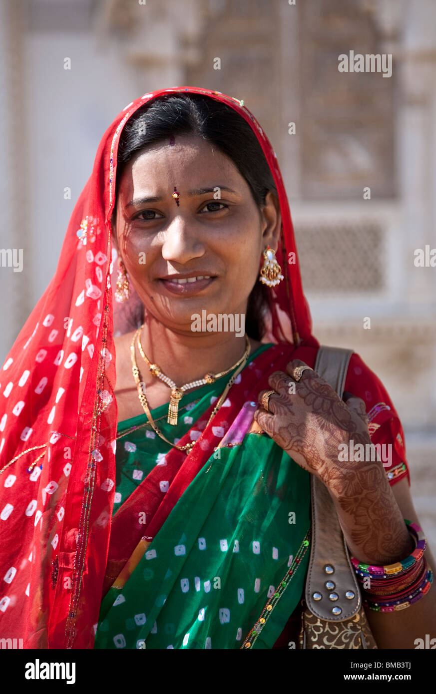 Indische Frau mit Henna-Tattoo. Jaipur. Rajasthan. Indien Stockfoto
