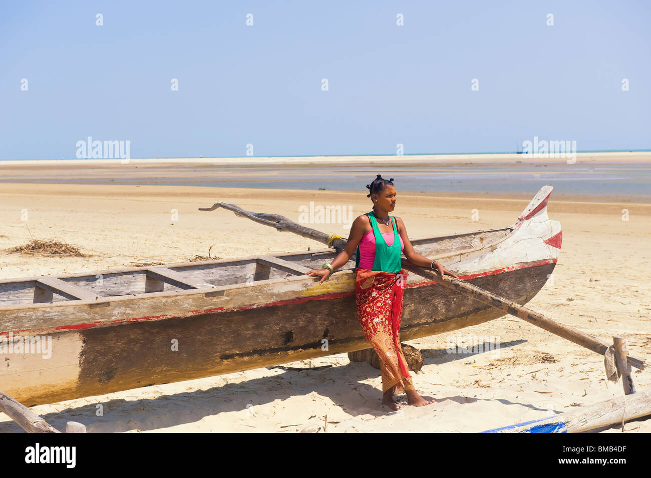 Madagassischen Frauen am Strand, Morondava, Madagaskar Stockfoto
