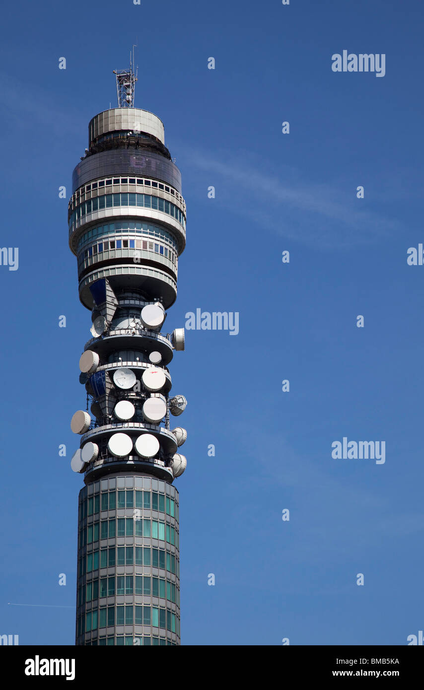 Die British Telecom BT Tower im Zentrum von London. Ein Wahrzeichen ist der Turm liegt bei 60 Cleveland Street, Fitzrovia. Stockfoto