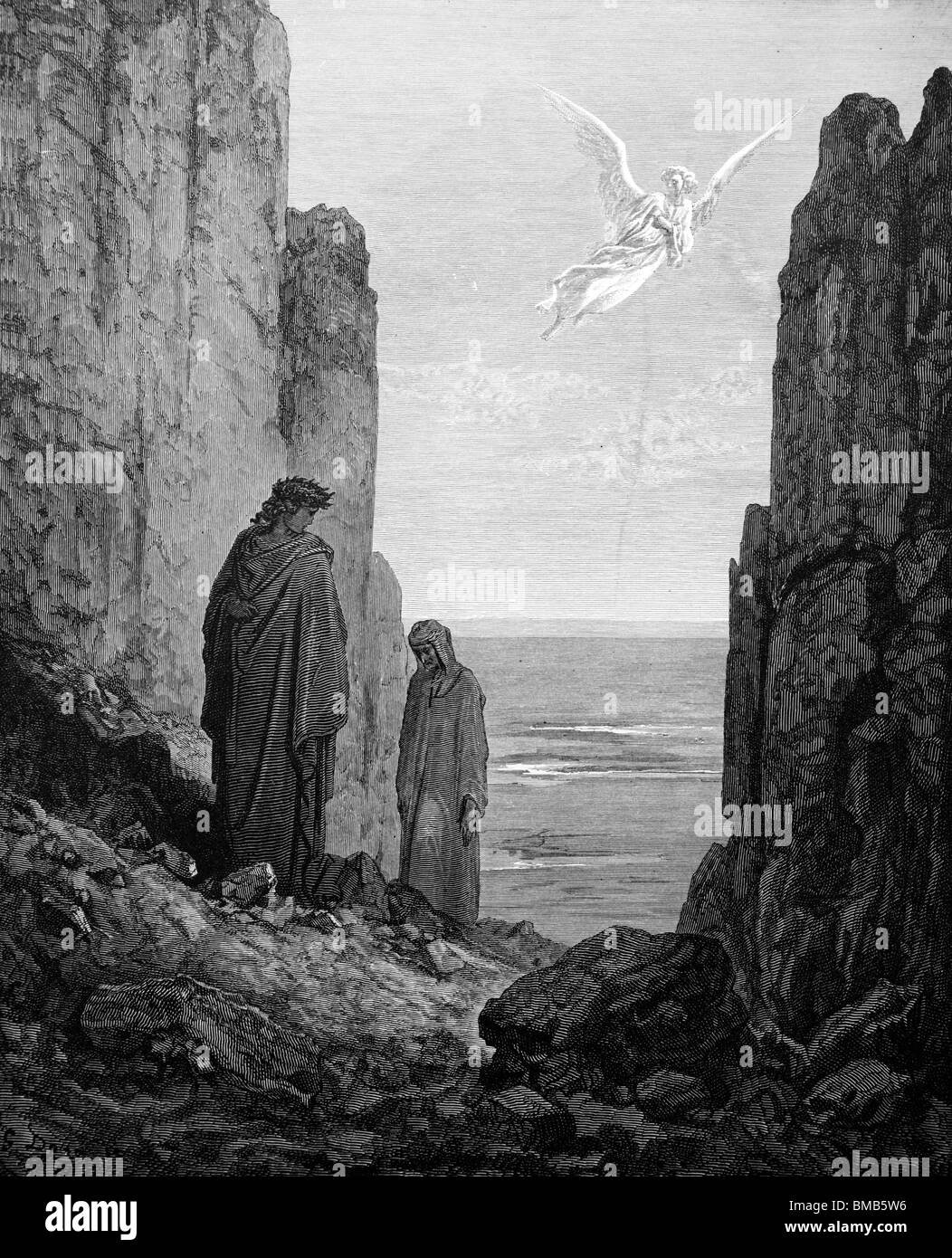 Gravur von Gustave Doré aus Alighieris göttliche Komödie "Fegefeuer und Paradies"; Stockfoto