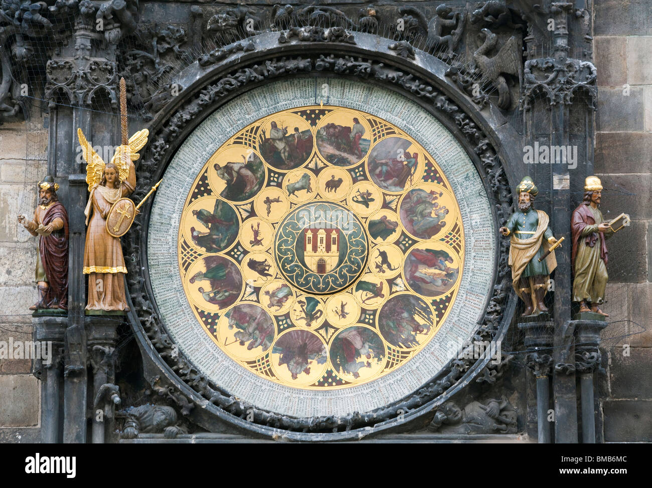 Detail des Kalenders wählen Sie Rathaus Astronomische Uhr, Old Town, Prag, Tschechische Republik Stockfoto