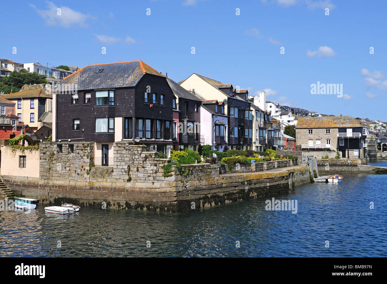 Waterside Immobilien in Falmouth Bay, Falmouth, Cornwall, uk Stockfoto