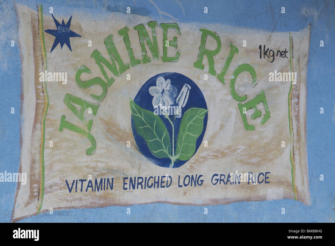 Gemalte Plakate an Wand des Shops in Mt Hagen, im Hochland von Papua-Neuguinea Stockfoto