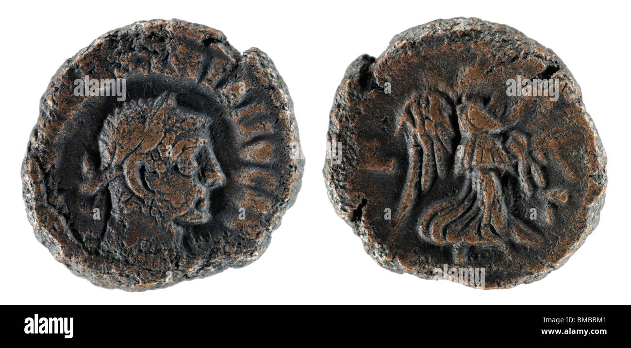 Antike bronze Roman Coin - Teradrachm des Maximianus (AD 288-289) Stockfoto