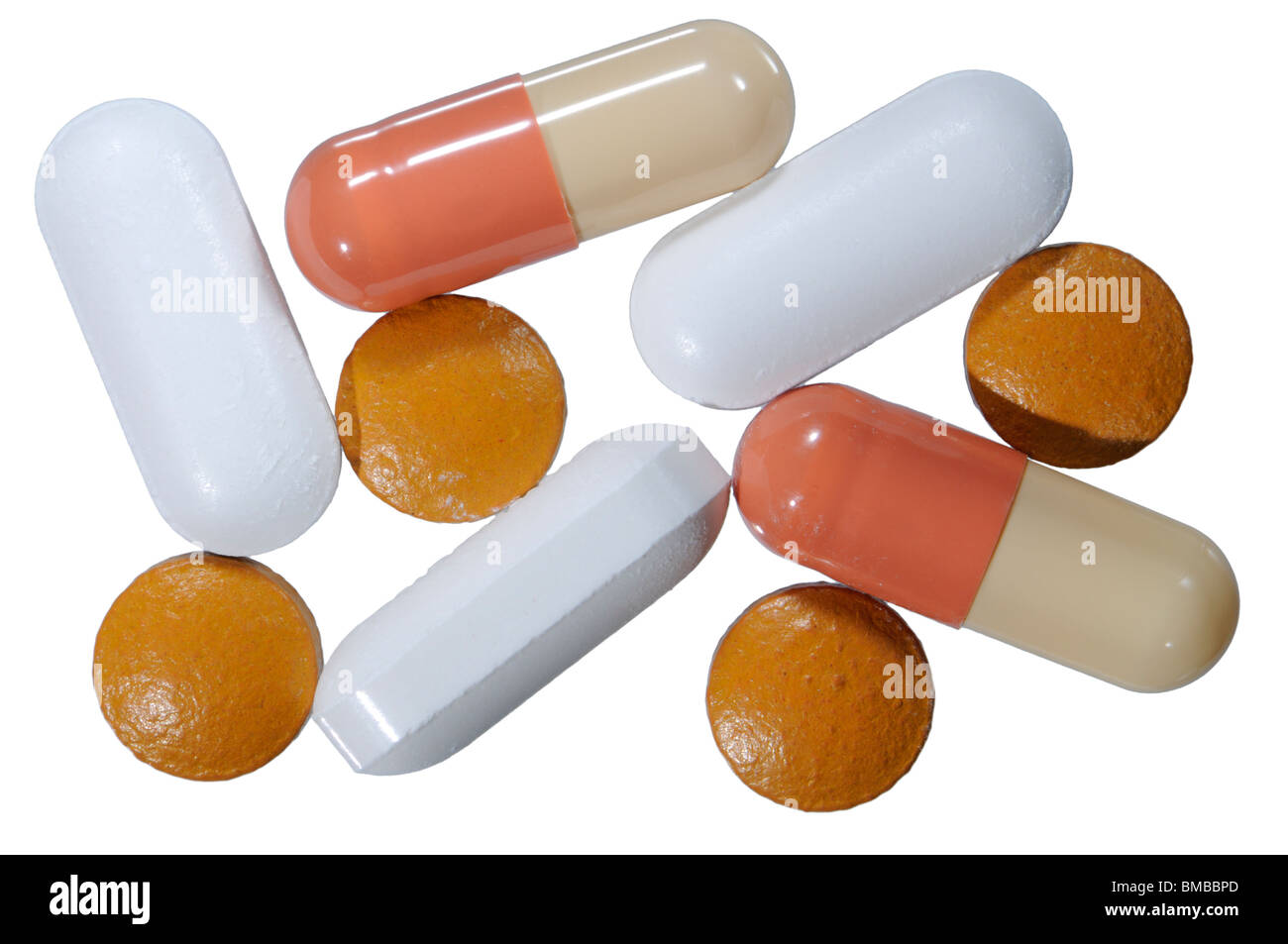 Drogen - Schmerzmittel, Anti-Inflamatories und magensaftresistente Kapseln Stockfoto