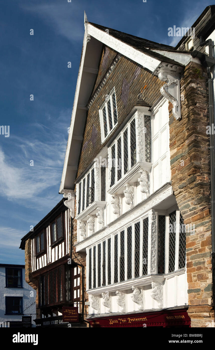 Großbritannien, England, Devon, Dartmouth, Smith Street, historische Holz gerahmt ehemaligen Merchants House Stockfoto