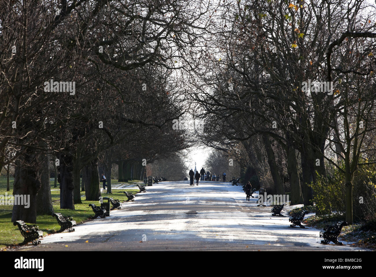 Ein kalter Winter Szene im Regent's Park, London, England, Großbritannien Stockfoto