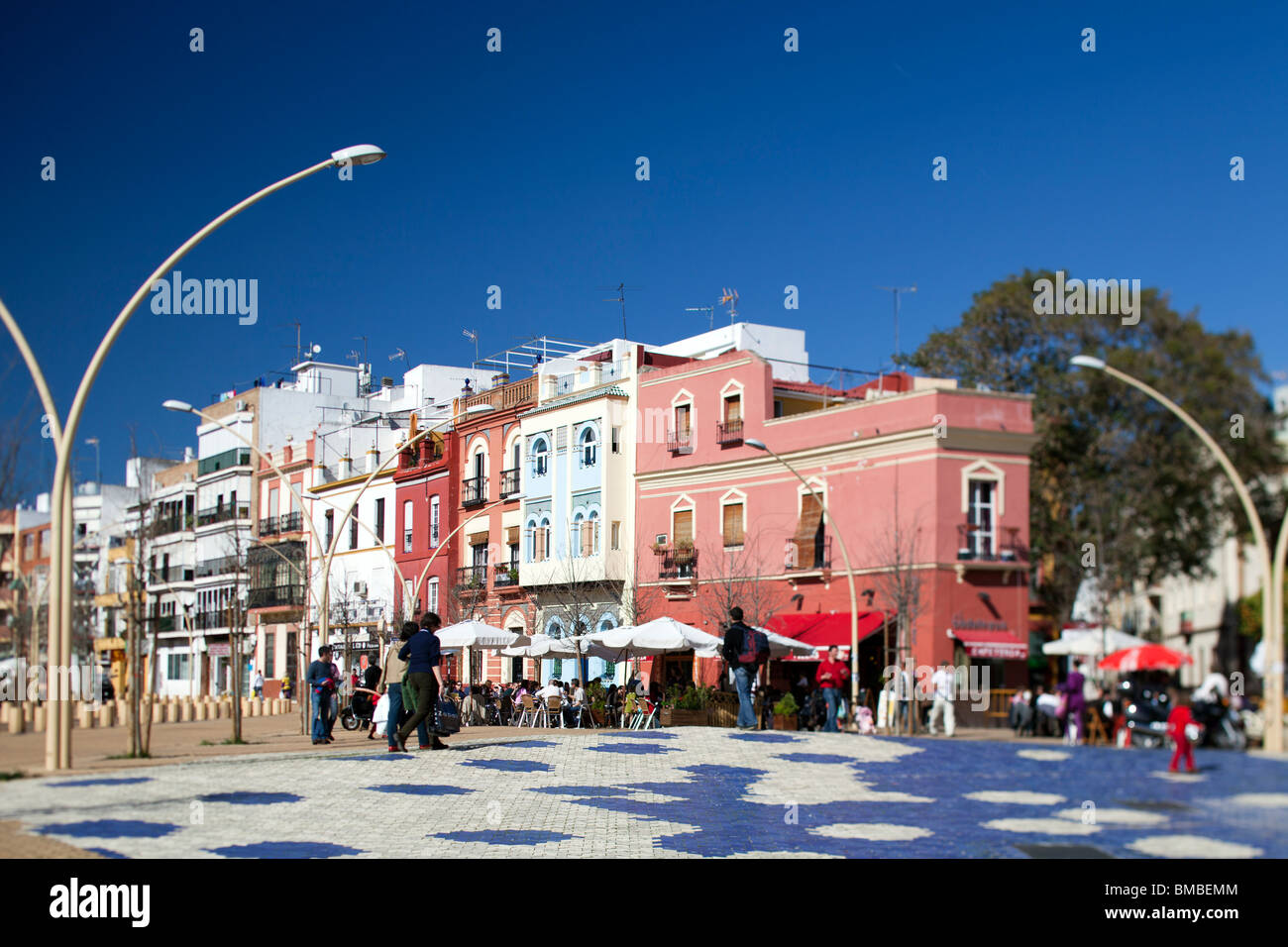 Häuser am Platz Alameda de Hercules, Sevilla, Spanien Stockfoto