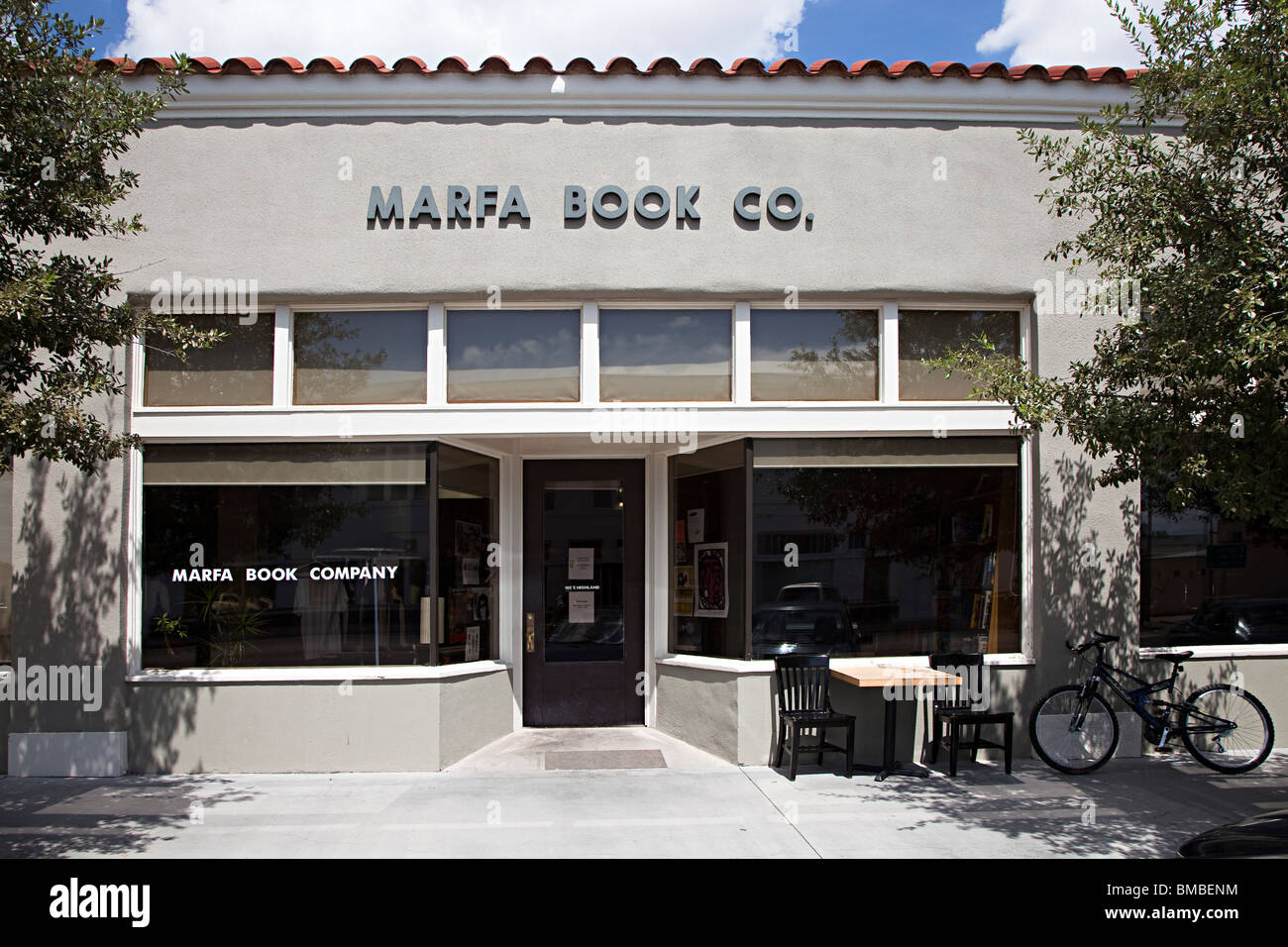 Marfa-Buch-Gesellschaft Ladenfront Marfa Texas USA Stockfoto