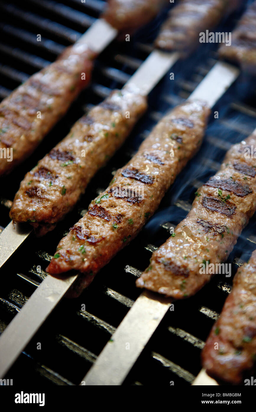 Chargrilled Hackfleisch Fleisch Kebab Stockfoto