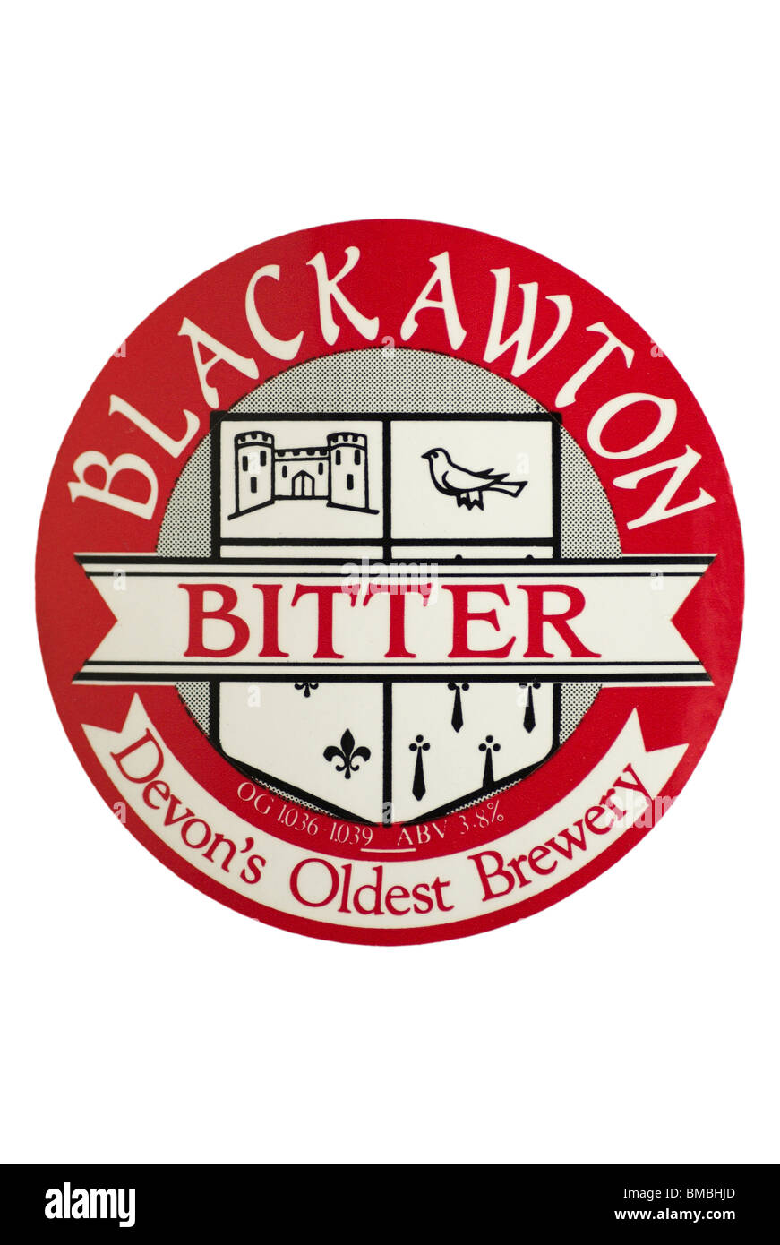 Blackawton Bitter Ale Flasche beschriften - Datum unbekannt. Stockfoto