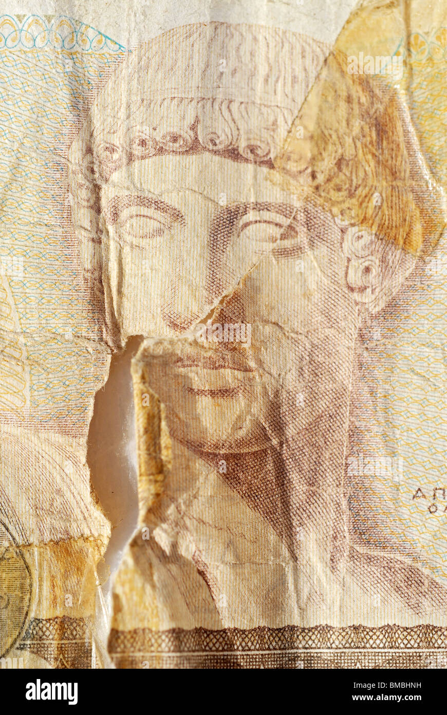 Detail der 1000 Drachmen-Note, das alte Griechenland Geld Stockfoto