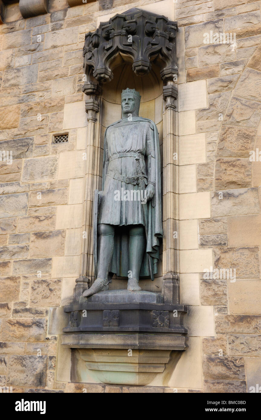 Robert der Bruce-Statue außerhalb Edinburgh Castle, Schottland Stockfoto