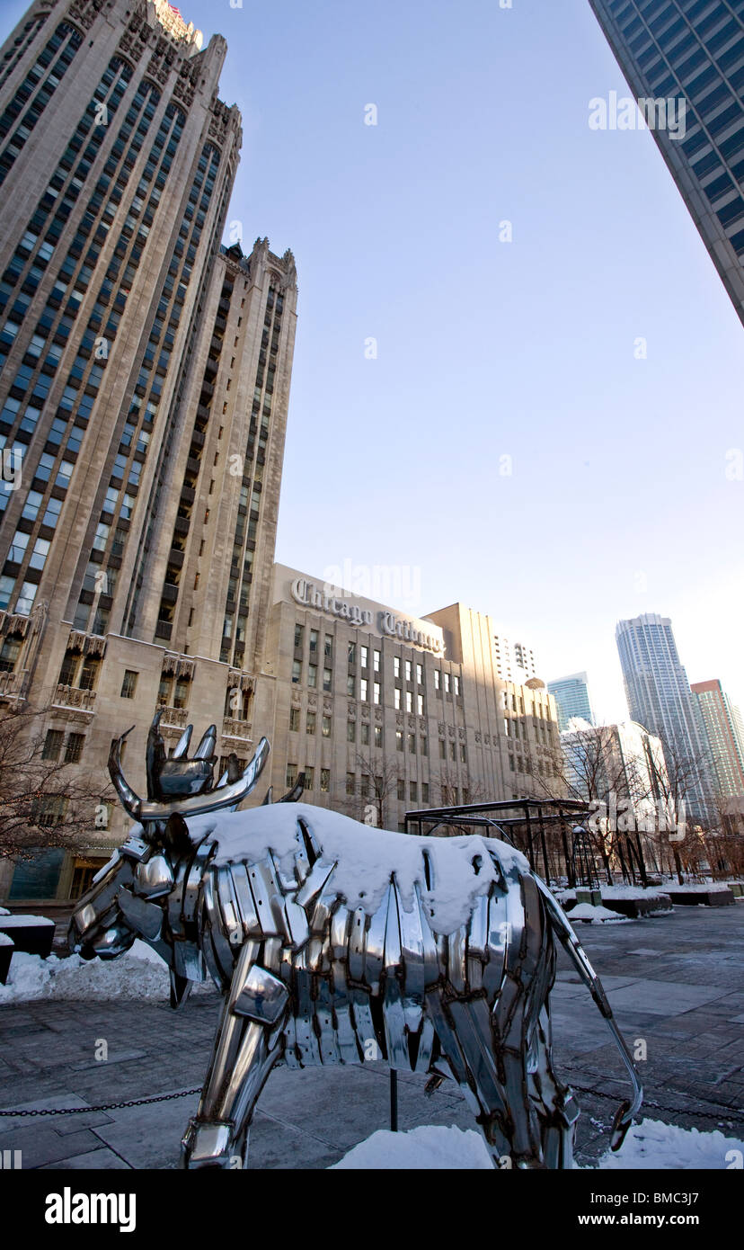 Chicago Downtown Nacht Fotografie Wrigley Stadtplatz Stockfoto