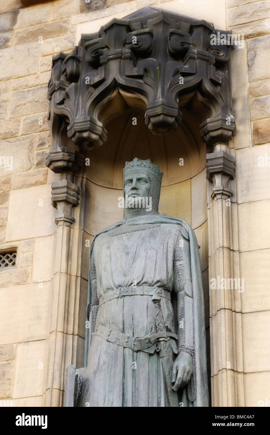 Statue von Robert the Bruce außerhalb Edinburgh Castle, Schottland Stockfoto