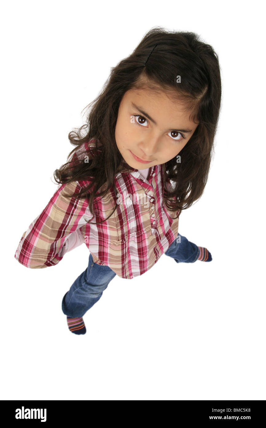 Mädchen spreizte ihre Beine in die Kamera schauen Stockfoto