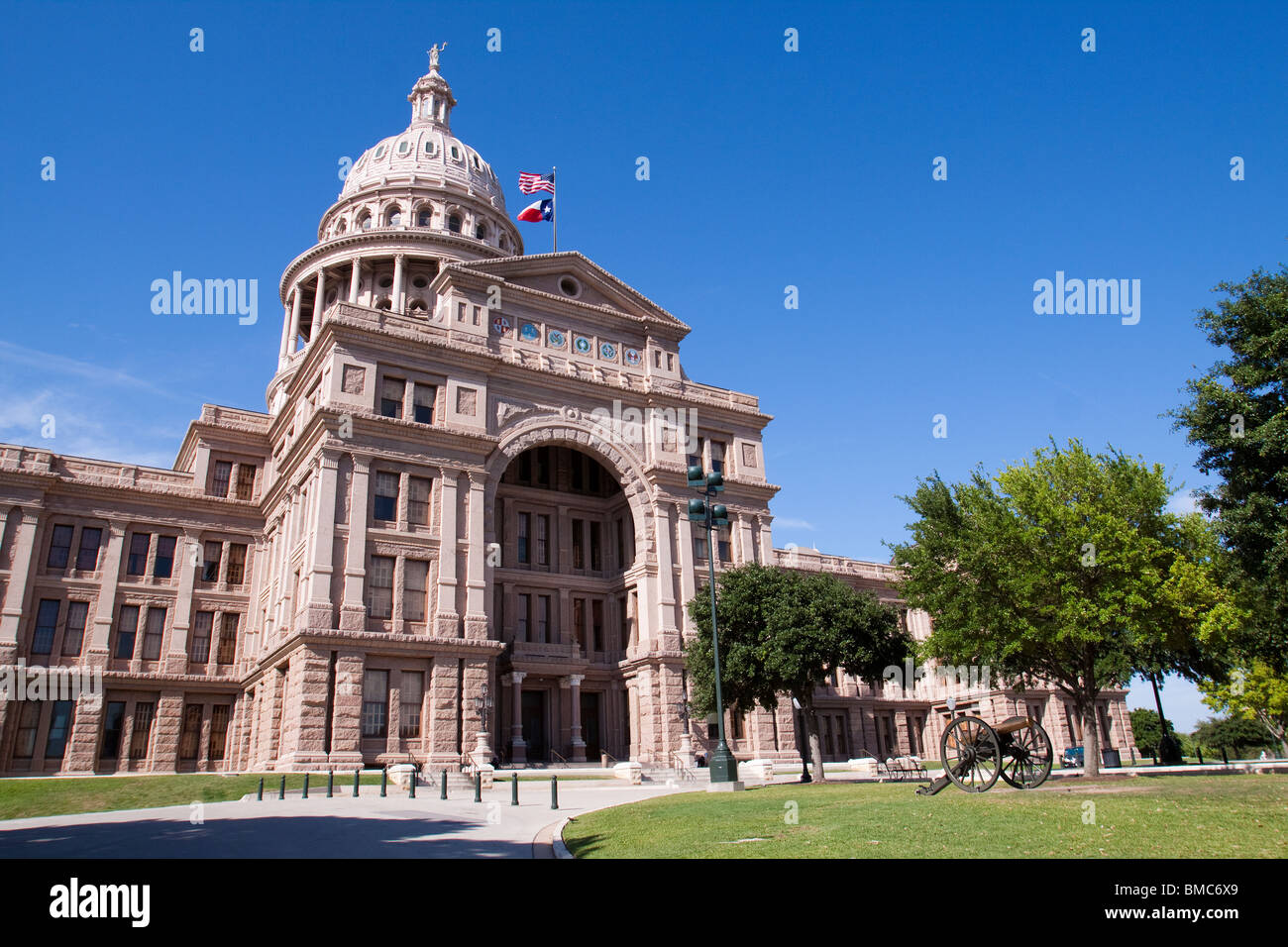 Vorderseite des Texas State Capitol Building oder Statehouse in Austin Stockfoto