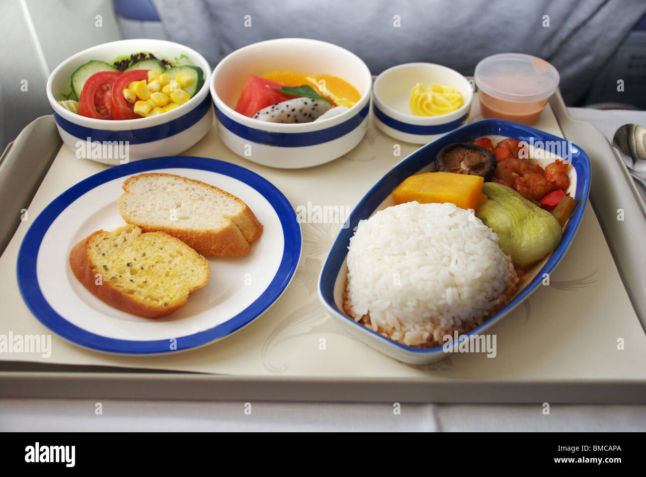 Inflight-Mahlzeit Stockfoto