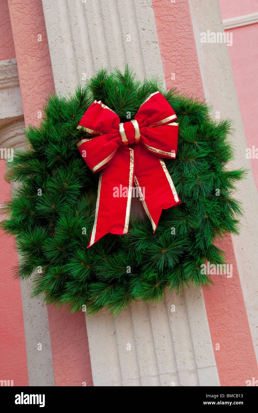Weihnachtskranz in Naples, Florida, USA Stockfoto