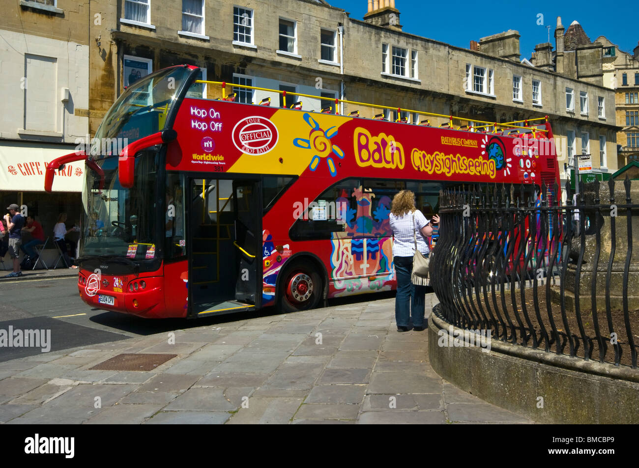 Open Top Sightseeing Bus Bad Somerset England Stockfoto