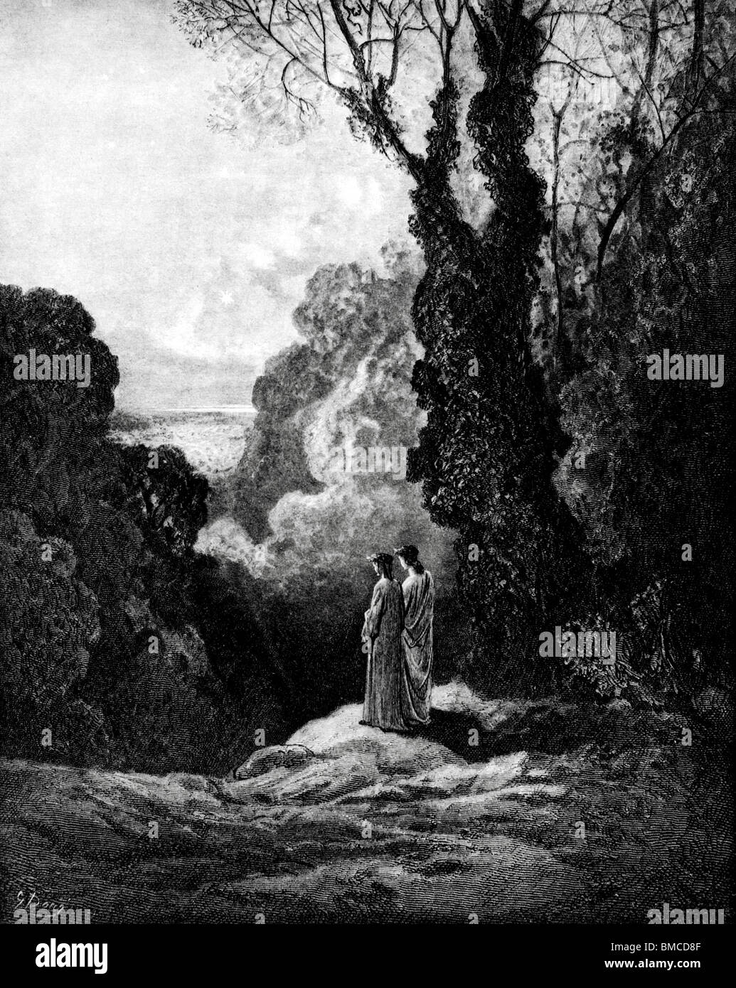 Dante, Vergil und dem südlichen Sternenhimmel Stockfoto