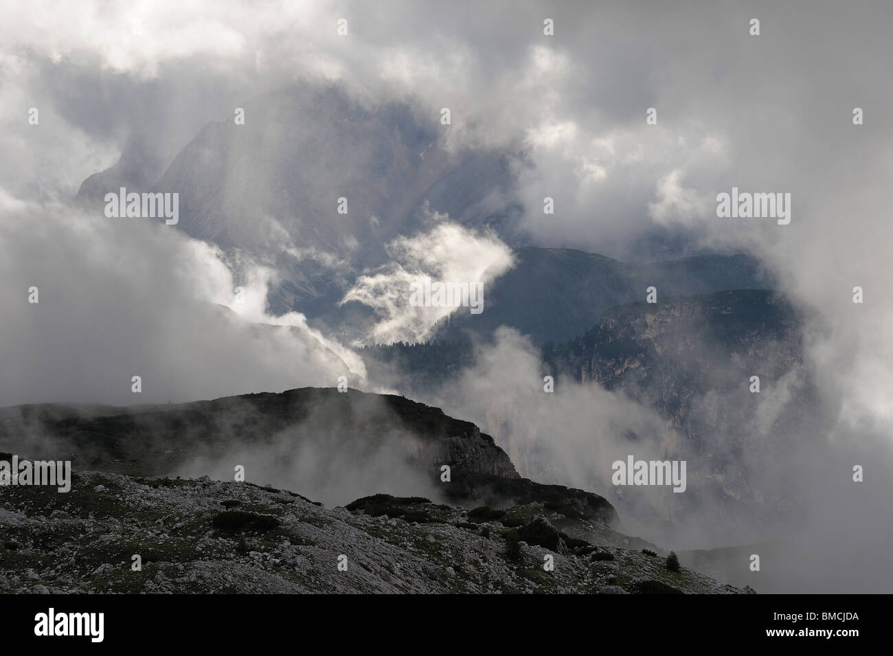 Blick auf Gebirge, Sexten, Trentino Alto Adige, Italien Stockfoto