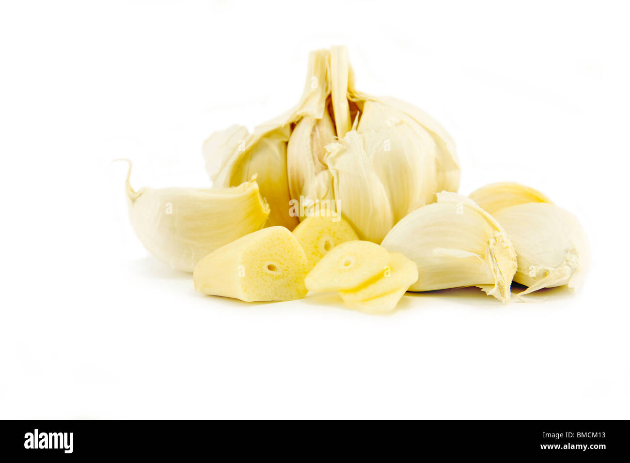 Gehackten Knoblauch geschält Stockfoto