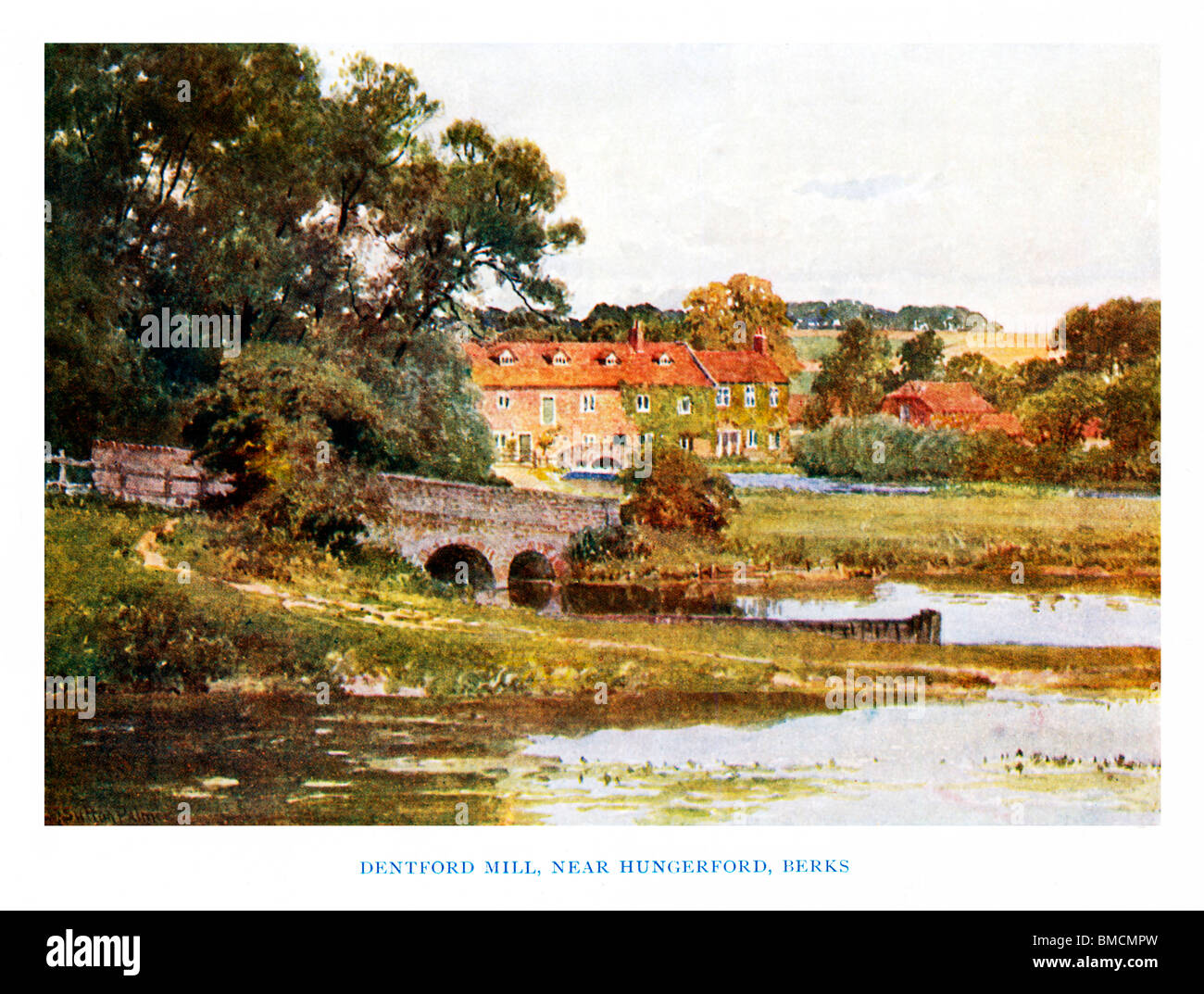 Dentford Mill, Hungerford, Berks, 1920 Aquarell von Sutton Palmer von