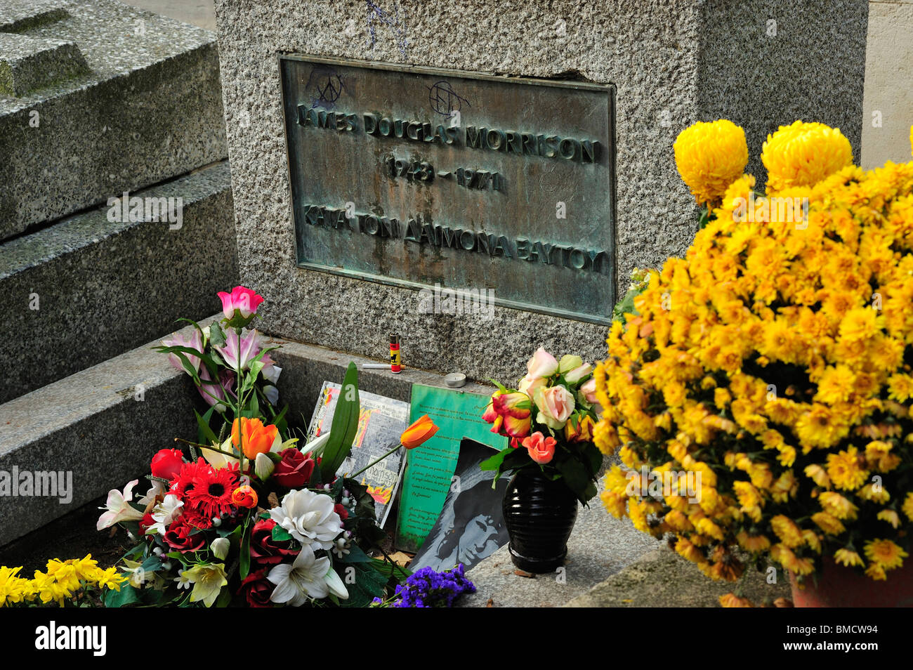 Grab von Jim Morrison, Friedhof Père-Lachaise, Paris, Ile de France, Frankreich Stockfoto