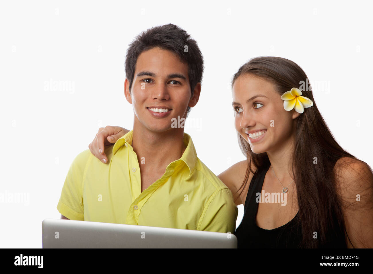 paar mit einem Laptop-computer Stockfoto