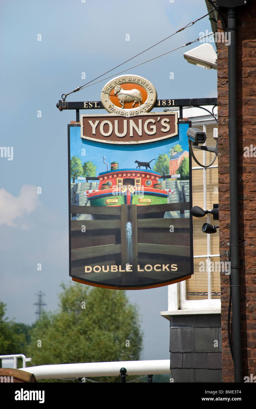 Doppelschleusen Gastwirtschaft Exeter Pub Schild Stockfoto